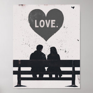 Poster Romantique 8x10 Grunge Saint-Valentin Amour