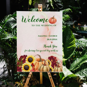 Poster Romantique Automne Citrouille Bienvenue À Notre Ma