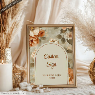 Poster Romantique Boho Terracotte Vert Sauge Personnalisé