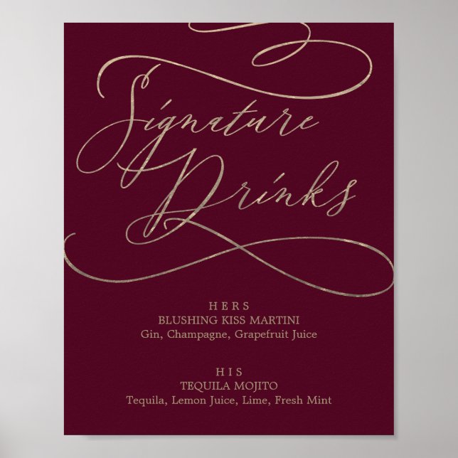 Poster Romantique Bourgogne Calligraphie Signature Boisso (Devant)