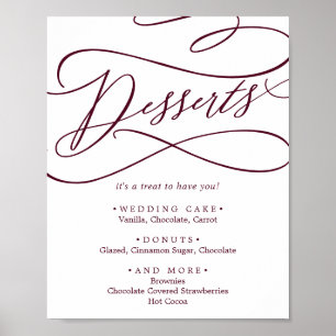 Poster Romantique Bourgogne Texte Mariage Desserts