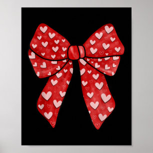 Poster Romantique Bow rouge Coeurs de la Saint-Valentin C