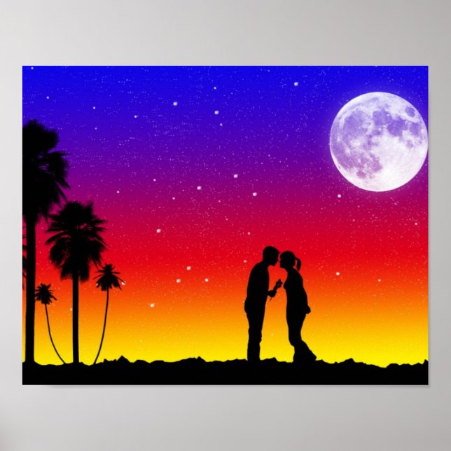 Poster romantique du coucher de soleil (Devant)