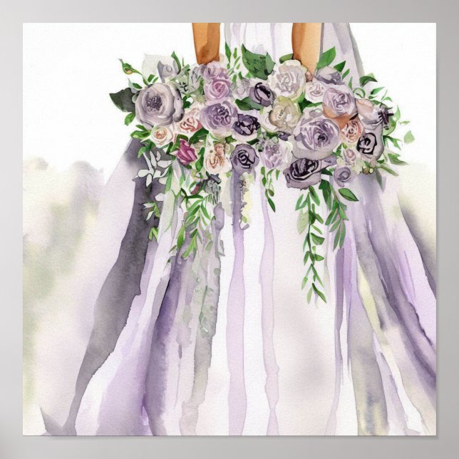 Poster Romantique et mauve, Bridal Cascading Bouquet 2, (Devant)