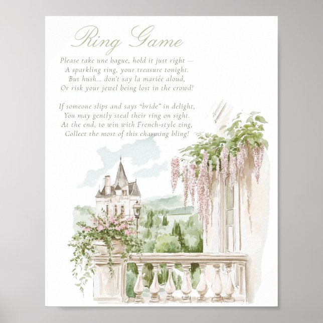 Poster Romantique Français Jardin Château Anneau Jeu de l (Devant)