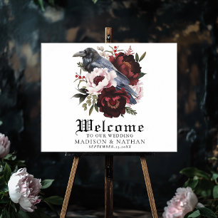 Poster Romantique gothique Aquarelle Corbeau Mariage Bien