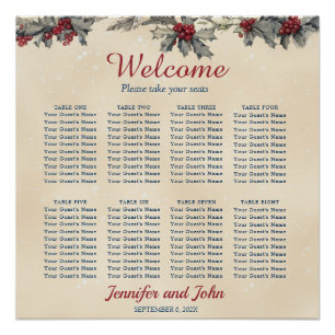 Poster Romantique Mariage d'hiver Invités Sièges Graphiqu