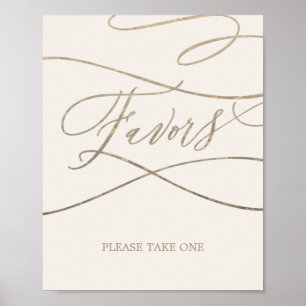 Poster Romantique or calligraphié   Faveurs de mariage iv