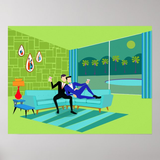 Poster romantique Retro Gay Couple (Devant)