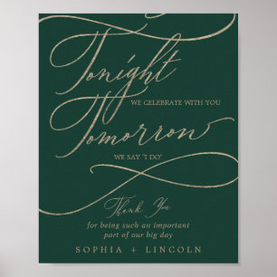 Poster Romantique Vert Or Demain Je Répète Dîner De Répét