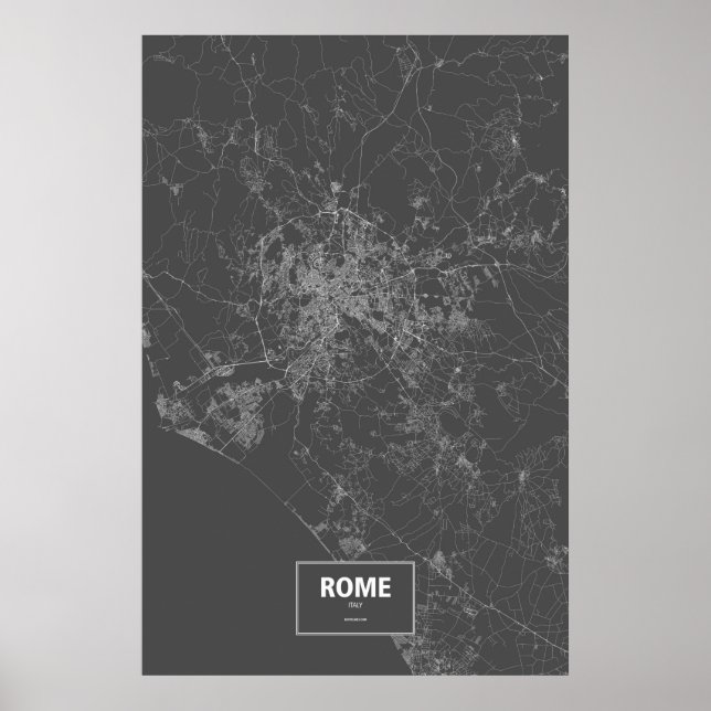 Poster Rome, Italie (blanc sur noir) (Devant)