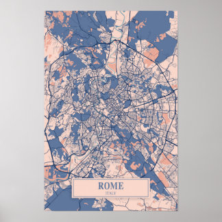 Poster Rome Italie Carte de la ville venteuse Voyage