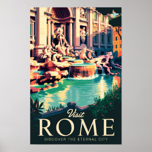 Poster Rome Italie Fontaine de Trevi Illustration Art de