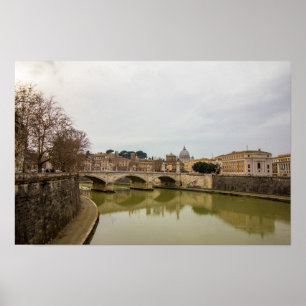 Poster Rome Italie Pont sur le Tibre Vue