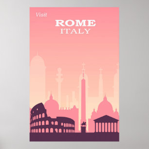 Poster Rome Italie Vintage voyage rose