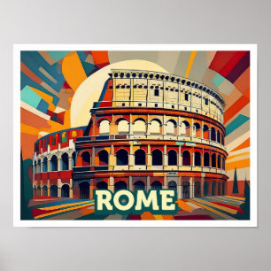 Poster Rome Italie Voyage artistique coloré