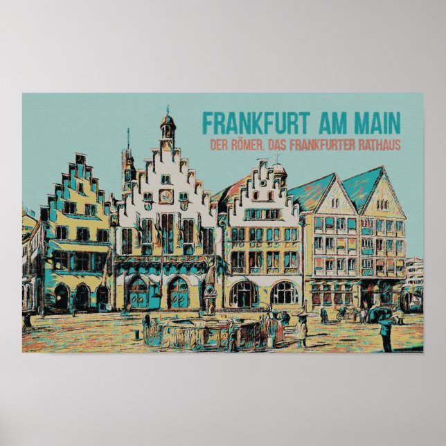 Poster Römer Frankfurt, illustration de l'hôtel de ville  (Devant)