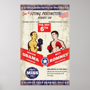 Poster Romney Contre Obama Élections Américaines 2012 Pos