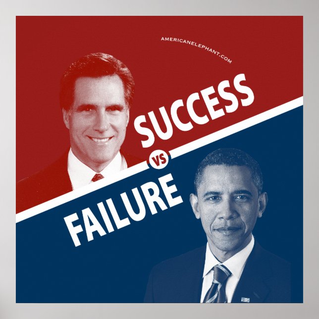 Poster Romney Vs. Obama - Succès Vs Échec (Devant)