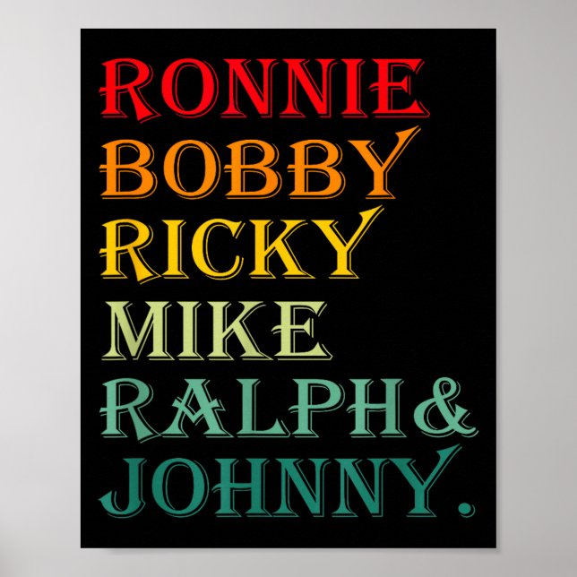 Poster Ronnie Bobby Ricky Mike Ralph And Johnny  (Devant)