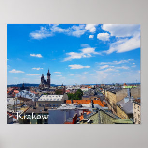 Poster Roofs of houses Krakow Poland Europe