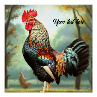 Poster Rooster Wyandotte coloré