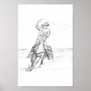 Poster Roping cow-boy
