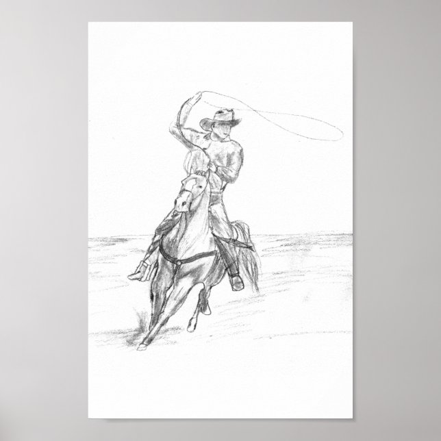 Poster Roping cow-boy (Devant)