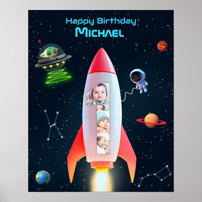 Poster Roquette avec photo | Astronaute de l'OVNI Alien (Devant)