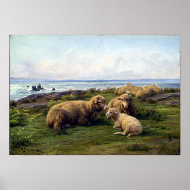 Poster Rosa Bonheur Moutons au bord de la mer (Devant)