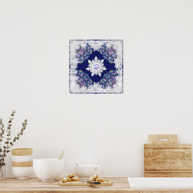 Poster Rosace bleue et flocon de neige (Cuisine)