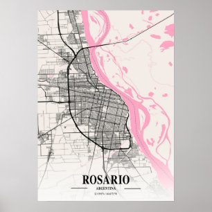 Poster Rosario - Argentine Carte de la ville napolitaine