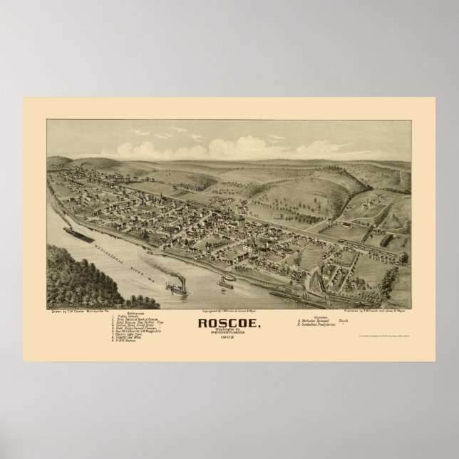 Poster Roscoe, PA Carte panoramique - 1902 (Devant)