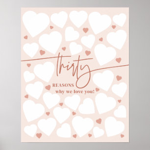 Poster Rose 30 Raisons Nous Vous Aimons Coeurs Anniversai