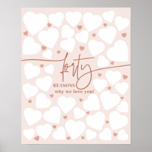 Poster Rose 40 Raisons Nous Vous Aimons Coeurs Cadeau Ann