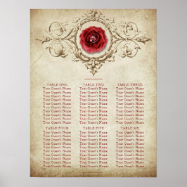 Poster Rose à bijoux | Vintage Grunge Crimson Siège Rouge