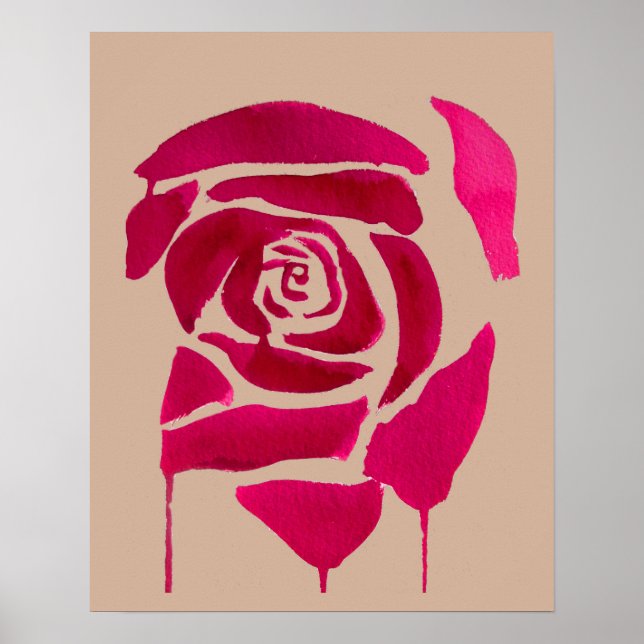 Poster Rose Abstrait floral Art original (Devant)