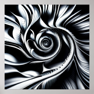 Poster Rose Abstrait noir et blanc