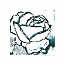 Rose Aqua Rose Blanche Noir Moderne - Pop Art Fleu