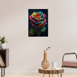 Poster Rose arc-en-ciel