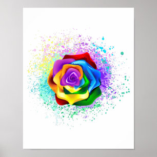 Poster Rose arc-en-ciel coloré
