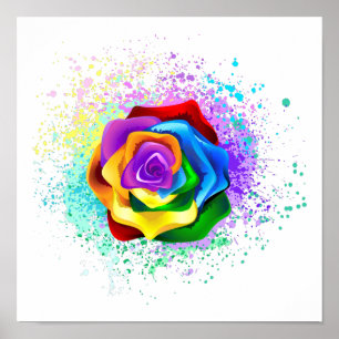 Poster Rose arc-en-ciel coloré