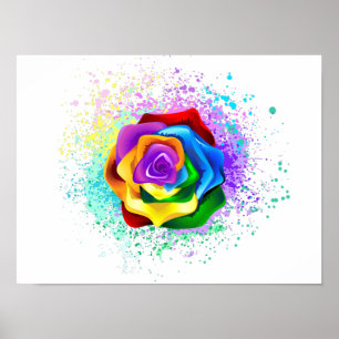 Poster Rose arc-en-ciel coloré