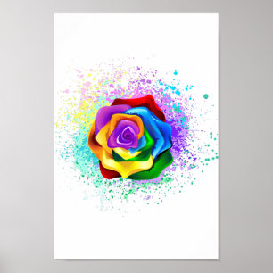 Poster Rose arc-en-ciel coloré