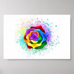 Poster Rose arc-en-ciel colorée