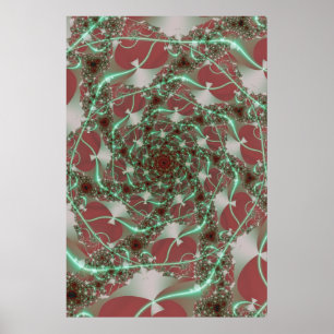 Poster Rose   Art fractal rouge et vert