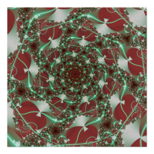 Poster Rose   Art fractal rouge et vert
