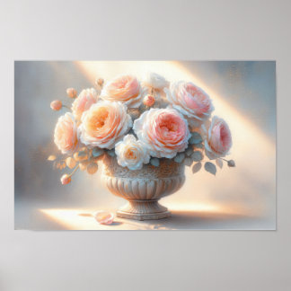 Poster Rose avec Art de Vase