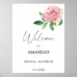 Poster Rose - Bienvenue à la baby shower