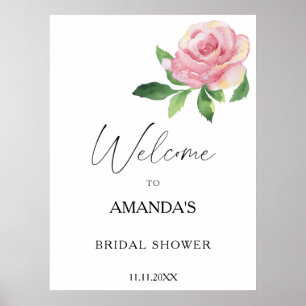 Poster Rose - Bienvenue à la baby shower